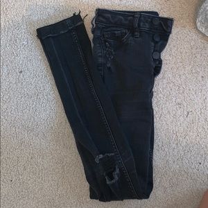 Super high waisted distressed jeans